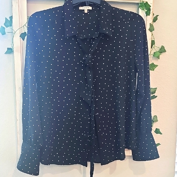 Papaya Tops - Papaya Black and White Long Sleeve Button Down Shirt
